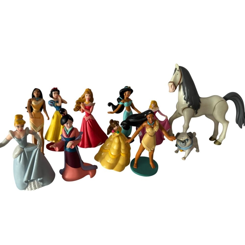 Disney Princess Collectible Figure Set + One Horse set of 9